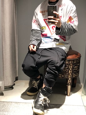 「Guess（ゲス）のアイテム」を使った、Sさん（メンズ・160cm）の秋コーディネート