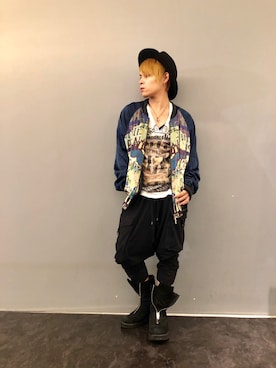 「RICK OWENS」｜「アイテム（ブルゾン）」を使った、Sさん（メンズ・160cm）の秋コーディネート