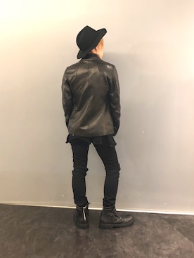 「ROYAL FLASH（ロイヤルフラッシュ）のアイテム（ライダースジャケット）」を使った、Sさん（メンズ・160cm）の秋コーディネート