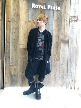 「KMRii（ケムリ）のアイテム（Tシャツ/カットソー）」を使った、Sさん（メンズ・160cm）の冬コーディネート
