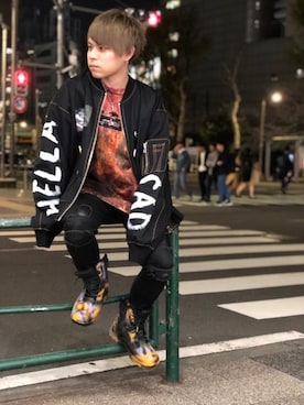 「ROYAL FLASH（ロイヤルフラッシュ）のアイテム（ブルゾン）」を使った、Sさん（メンズ・160cm）の春コーディネート