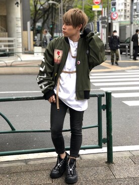 「ROYAL FLASH（ロイヤルフラッシュ）のアイテム（ブルゾン）」を使った、Sさん（メンズ・160cm）の春コーディネート