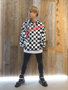 「GCDS（ジーシーディーエス）のアイテム」を使った、Sさん（メンズ・160cm）の夏コーディネート