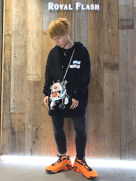 「Guess（ゲス）のアイテム」を使った、Sさん（メンズ・160cm）の秋コーディネート