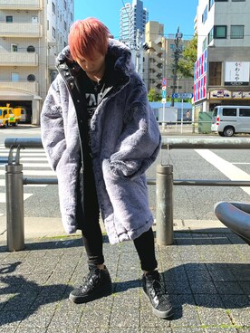 「ファーコート」｜「アイテム（ブルゾン）」を使った、Sさん（メンズ・160cm）の秋コーディネート