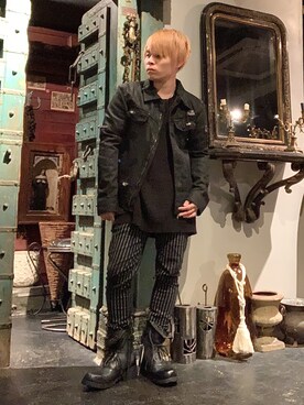 「KMRii」｜「アイテム（デニムジャケット）」を使った、Sさん（メンズ・160cm）の秋コーディネート
