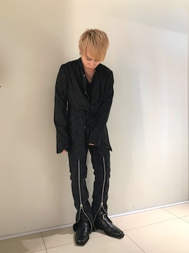 「シャツジャケット」｜「アイテム（ノーカラージャケット）」を使った、Sさん（メンズ・160cm）の冬コーディネート