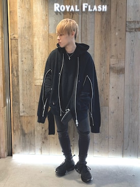 「JOHN LAWRENCE SULLIVAN（ジョンローレンスサリバン）のアイテム（スウェット）」を使った、Sさん（メンズ・160cm）の冬コーディネート