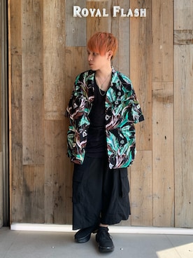 「ROYAL FLASH（ロイヤルフラッシュ）のアイテム（トップス）」を使った、Sさん（メンズ・160cm）の夏コーディネート