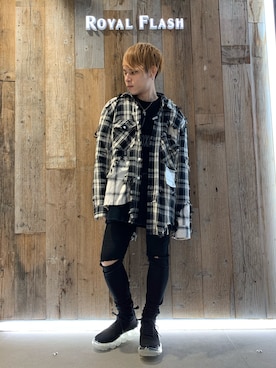 「ROYAL FLASH（ロイヤルフラッシュ）のアイテム」を使った、Sさん（メンズ・160cm）の夏コーディネート
