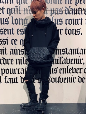 「RICK OWENS」｜「アイテム（パーカー）」を使った、Sさん（メンズ・160cm）の秋コーディネート