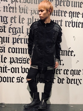 「RICK OWENS」｜「アイテム（ブルゾン）」を使った、Sさん（メンズ・160cm）の秋コーディネート