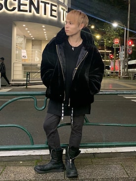 「RICK OWENS」｜「アイテム（ブルゾン）」を使った、Sさん（メンズ・160cm）の秋コーディネート