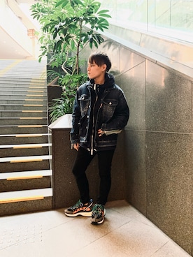 「DSQUARED2（ディースクエアード）のアイテム（デニムジャケット）」を使った、Sさん（メンズ・160cm）の春コーディネート