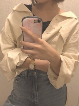 mizuho使用「w closet（後ろリボン開襟ビッグシャツ_）」的時尚穿搭