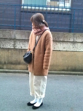「ORiental TRaffic（オリエンタルトラフィック）のアイテム（芭蕾舞鞋、ブラック系）」を使った、Atsu さん（レディース・157cm）の冬コーディネート