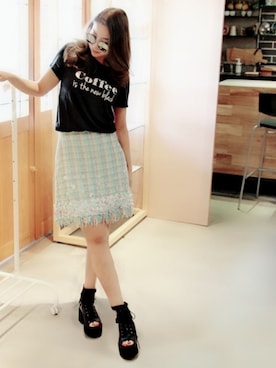 「MSGM（エムエスジーエム）のアイテム（スカート）」を使った、kapesantesummerさん（レディース・157cm）の春コーディネート