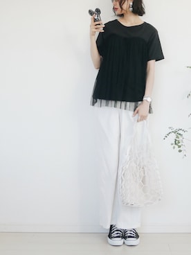 「REAL CUBE（リアルキューブ）のアイテム（バッグ）」を使った、cocococco2525さん（レディース・174cm）の夏コーディネート