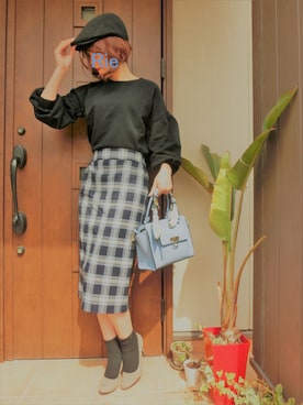 「ハンチング」｜「アイテム（キャミソール）」を使った、Rieさん（レディース・168cm）の春コーディネート