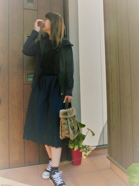 「UNIQLO（ユニクロ）のUVカットリブノースリーブセーター（ニット/セーター）」を使った、Rieさん（レディース・168cm）の秋コーディネート