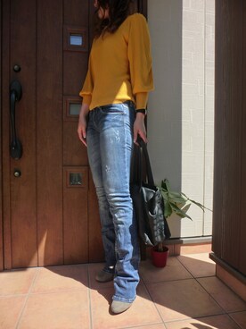 「アイテム（パンプス、グレー系）」を使った、Rieさん（レディース・168cm）の冬コーディネート