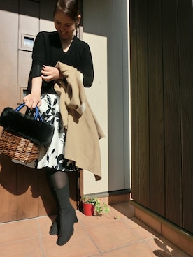 「ファーカゴバッグ」｜Rieさん（レディース・168cm）の春コーディネート