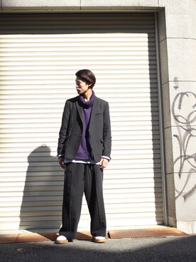 「MYne（マイン）のアイテム（スウェット）」を使った、daichi satohさん（メンズ・181cm）の秋コーディネート