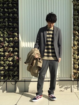 「coenスタッフスタイリング」｜「アイテム（ステンカラーコート）」を使った、田中洋輝さん（メンズ・178cm）の春コーディネート