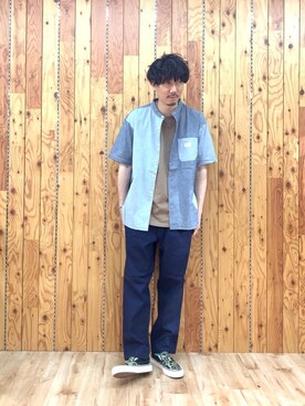 「coenスタッフスタイリング」｜「アイテム（チノパンツ）」を使った、田中洋輝さん（メンズ・177cm）の夏コーディネート