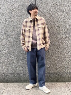「USAコットン」｜「アイテム（スウェット）」を使った、田中洋輝さん（メンズ・177cm）の秋コーディネート