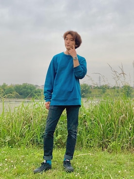 「チープカシオ」｜「アイテム（スウェット）」を使った、くろごさん（メンズ・164cm）の春コーディネート