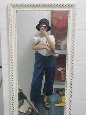 「MONKI（モンキ）のアイテム（オールインワン・サロペット）」を使った、石田奈良さん（レディース・167cm）の夏コーディネート