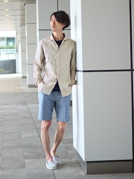 「EDIFICE（エディフィス）のアイテム（スリッポン）」を使った、IZUMIさん（メンズ・181cm）の春コーディネート