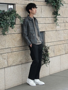 「EDIFICE（エディフィス）のアイテム（ブルゾン）」を使った、IZUMIさん（メンズ・181cm）の秋コーディネート