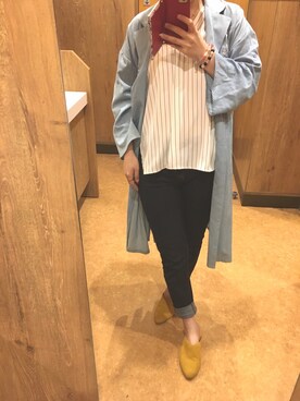 「Heather（ヘザー）のアイテム（ノーカラージャケット）」を使った、mii☺︎さん（レディース・153cm）の春コーディネート