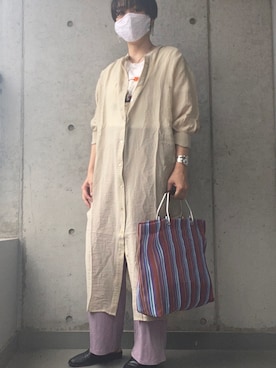 「VIS（ビス）のアイテム（シャツワンピース）」を使った、megmikiさん（レディース・160cm）の夏コーディネート