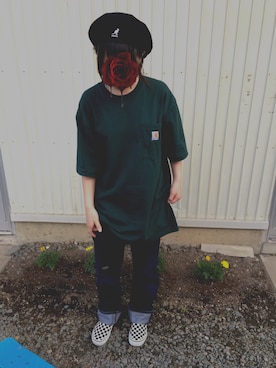 「carhartt」｜「アイテム（ハンチング/ベレー帽）」を使った、キキさん（レディース・158cm）の夏コーディネート