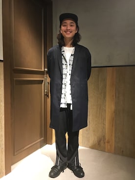 「RAGEBLUE（レイジブルー）のアイテム（チェスターコート）」を使った、がっちさん（メンズ・168cm）の春コーディネート
