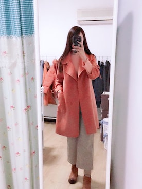 「アイテム（ダッフルコート、レッド系）」を使った、maxineさん（レディース・170cm）の冬コーディネート