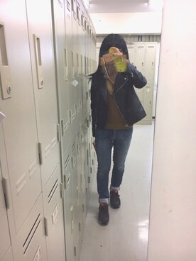 「ボーイッシュ」｜「アイテム（ライダースジャケット）」を使った、An!さん（レディース・152cm）の秋コーディネート