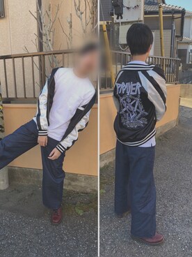 「HVC（エイチブイシー）のアイテム（ブルゾン）」を使った、てるきさん（メンズ・172cm）の秋コーディネート