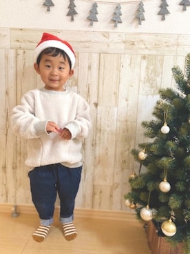 「クリスマスコーデ」｜「アイテム（ソックス/靴下）」を使った、sma_oさん（キッズ・90cm）の夏コーディネート