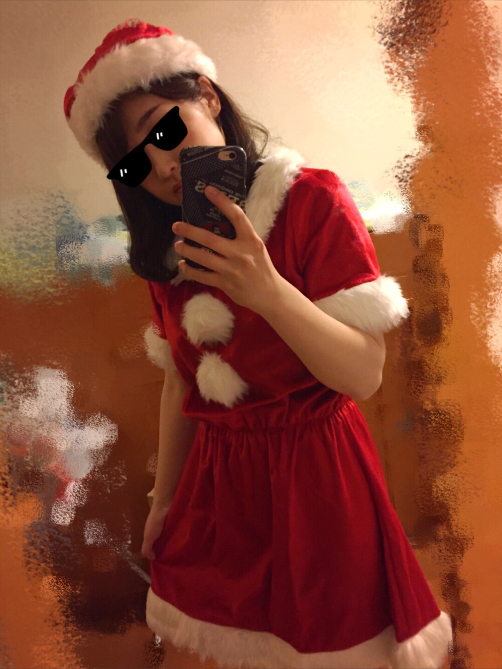 「クリスマス、サンタクロース、サンタコス、クリスマスイブ、クリスマスイブイブ」｜「ドンキホーテのサンタさん（その他、レッド系）」を使った、あべちゃんさん（レディース・160cm）の冬コーディネートの1枚目の写真