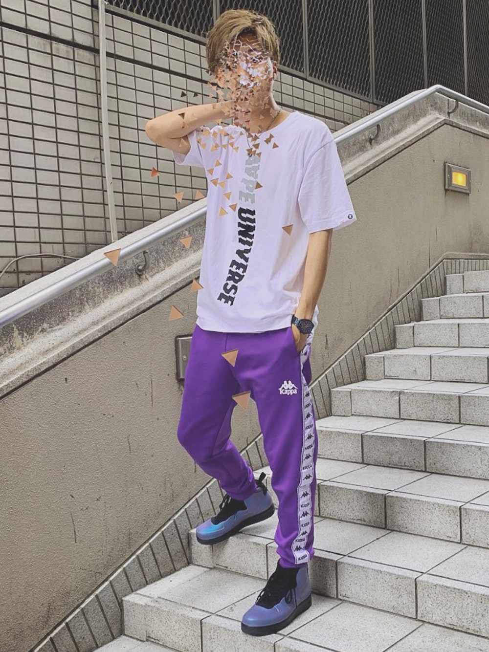 「夏、今日のコーデ、ootd、お洒落さんとつながりたい、NIKE、ストリート、モード」｜「AAPE BY A BATHING APEのAAPE PRT TEE：BLACK CITY Tシャツ（Tシャツ/カットソー、ホワイト系）」を使った、kohe1さん（メンズ・178cm）の夏コーディネートの1枚目の写真