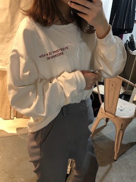 「AS KNOW AS PINKY（アズノゥアズピンキー）のアイテム（スラックス）」を使った、chlyさん（レディース・158cm）の冬コーディネート