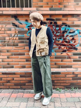 「CS WORKWEARのアイテム」を使った、tsengchuさん（レディース・158cm）の秋コーディネート