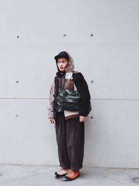 「CS WORKWEARのアイテム」を使った、tsengchuさん（レディース・158cm）の冬コーディネート