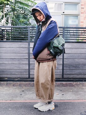 「CS WORKWEARのアイテム」を使った、tsengchuさん（レディース・158cm）の冬コーディネート