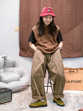 「CS WORKWEARのアイテム」を使った、tsengchuさん（レディース・158cm）の秋コーディネート