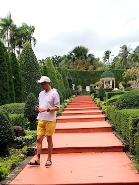 「アイテム（カーゴパンツ、イエロー系）」を使った、Stave Yeapさん（メンズ・175cm）の春コーディネート